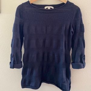 Navy Loft Top with Roll-Up 3/4 Sleeves